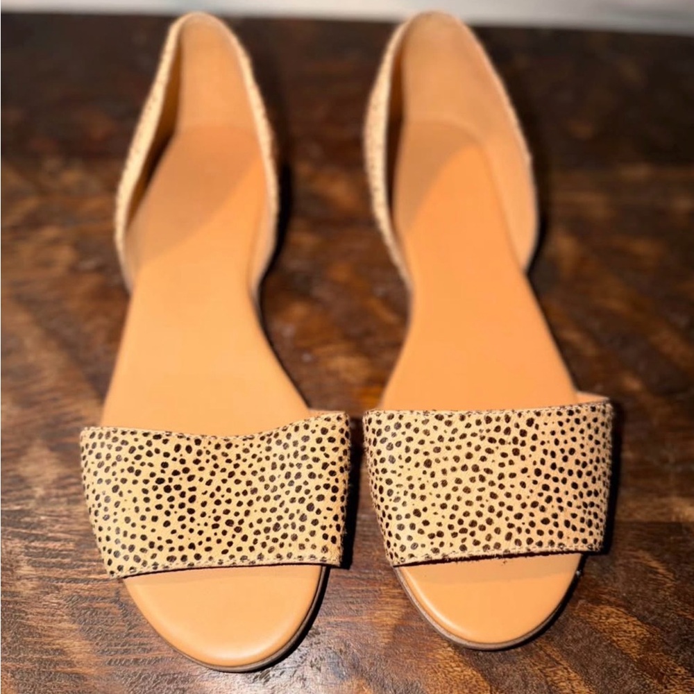 J. Crew Beige Speckled D'Orsay Flat Sandals